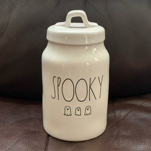 Rae Dunn SPOOKY Ghosts White Halloween Canister